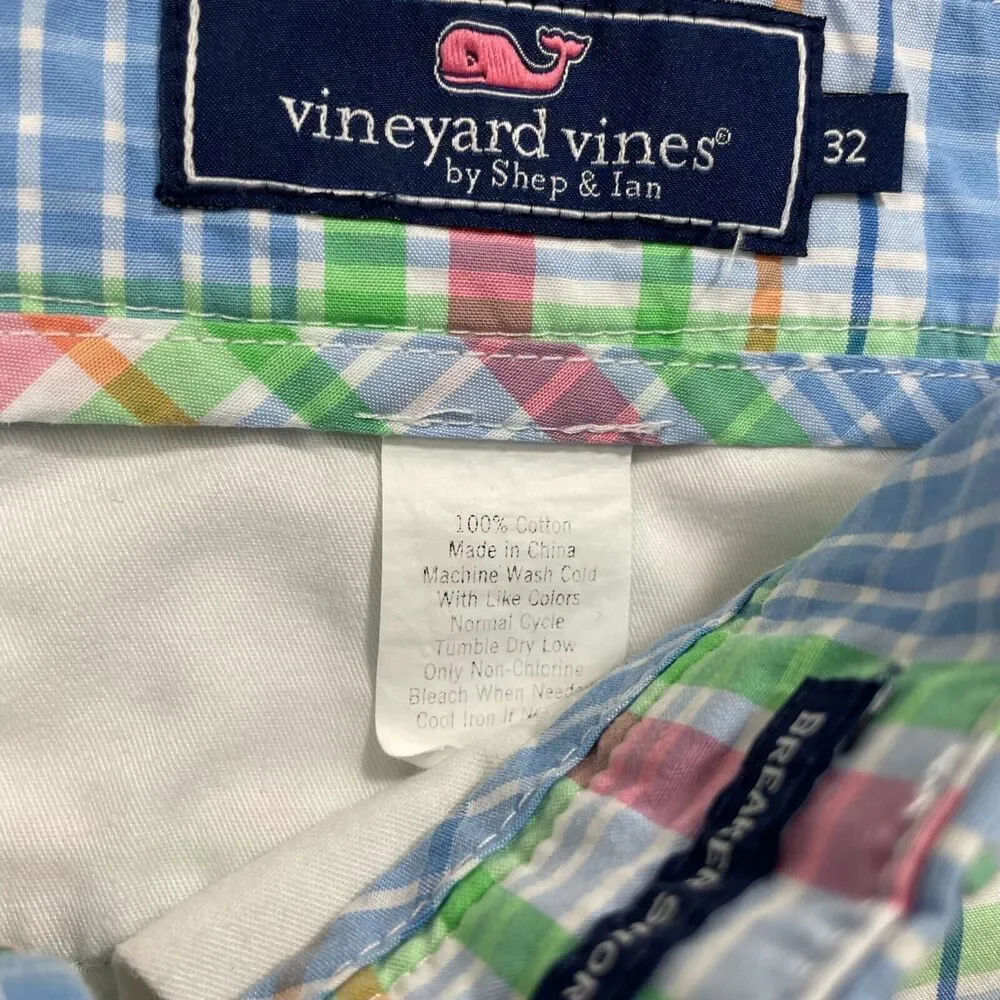 Vineyard Vines‎ 32 Breaker Shorts Plaid Pockets Zipper